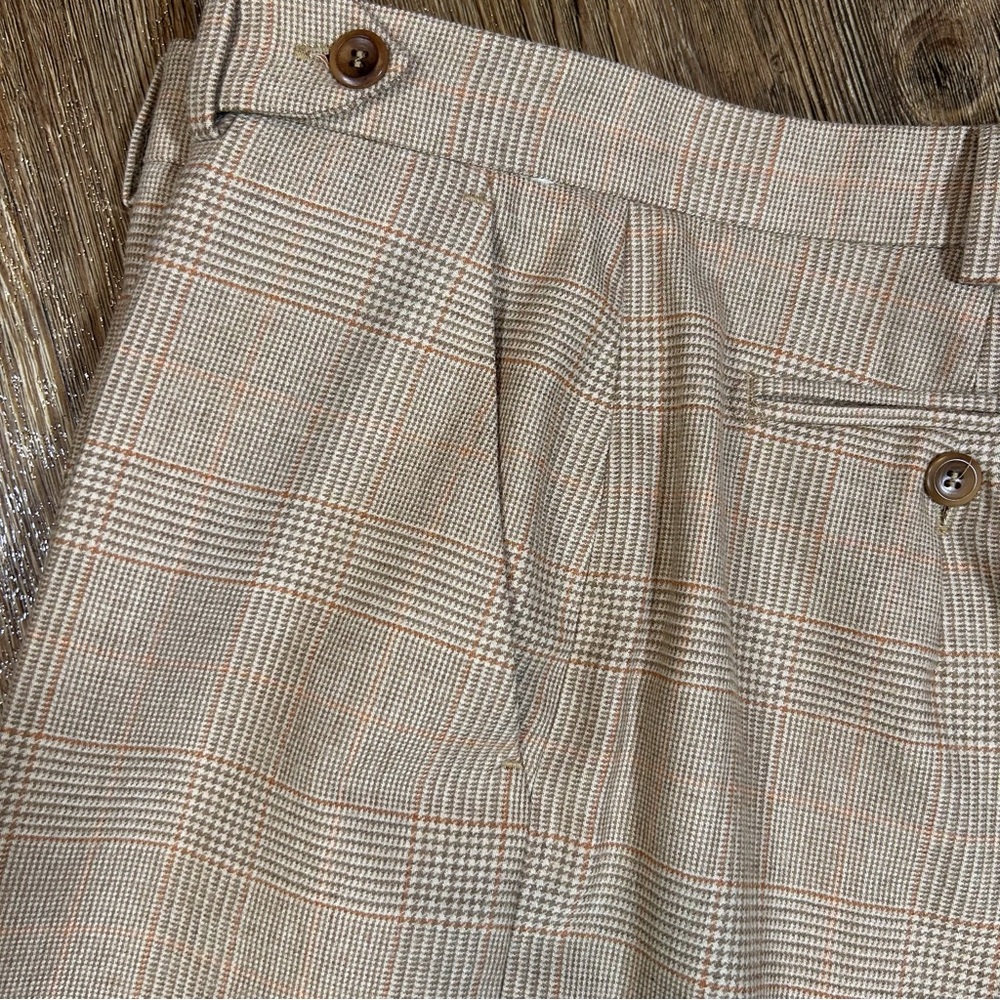 MaxMara Women’s Neutral Multi Plaid Wool blend Dress Pants Sz. 8 - Picture 2 of 4